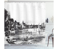 Vintage Cityscape of Istria Shower Curtain