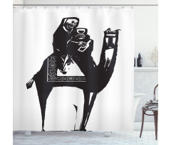 Death Drinks Wine on Camel Shower Curtain