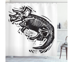 Woodcut Fossil Dinosaur Shower Curtain