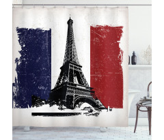 Grunge Flag Eiffel Tower Shower Curtain