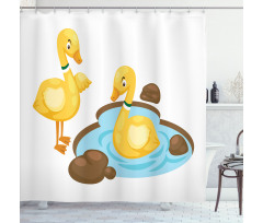Funny Cartoon Style Animals Shower Curtain