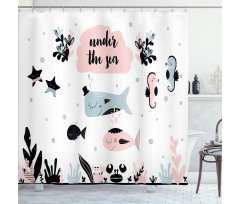 Under the Sea Fauna Cartoon Shower Curtain