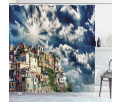 Mediterranean Coast Houses Shower Curtain