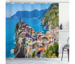 Italy Houses Cliff and Sea Shower Curtain