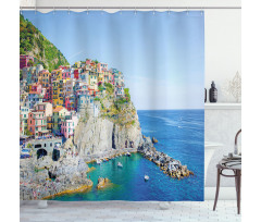 Colorful Coastal Village Shower Curtain