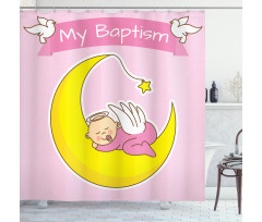 Moon Baby Girl Sleeping Shower Curtain