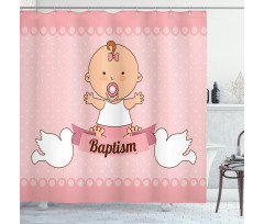 Baby with a Message Cartoon Shower Curtain