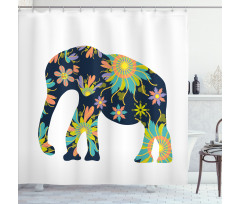 Oriental Floral Elephant Shower Curtain