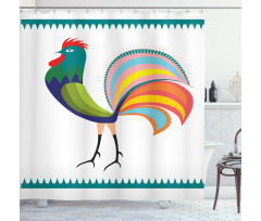 Vivid Polish Rooster Motif Shower Curtain