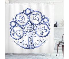 Birds in Botany Circles Shower Curtain