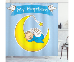 Baby Sleeps on the Moon Shower Curtain