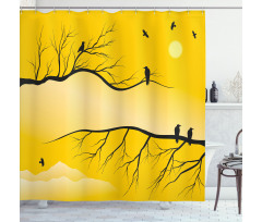 Birds on Bare Branches Shower Curtain