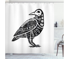 Gothic Bird Font Pattern Shower Curtain