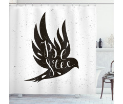 Be Free Text on Flying Bird Shower Curtain