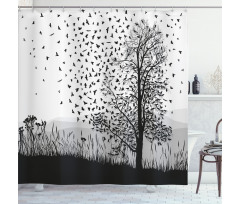 Murder of Crows on Tree Shower Curtain