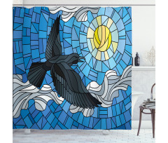 Stained Glass Bird Sky Shower Curtain