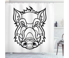 Uncolored Wild BoarHead Shower Curtain