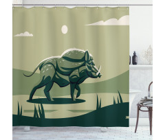 Wild Boar with Tusks Art Shower Curtain