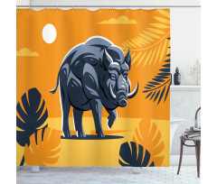 Hog Boar Tropical Leaves Shower Curtain