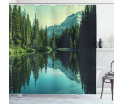 Tree Reflections on Calm Water Shower Curtain