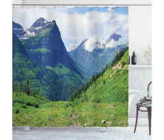 Summer Cloudy Peaks and Grass Shower Curtain