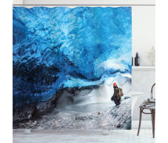 Traveler Man in Ice Cave Shower Curtain