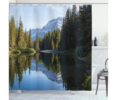 Fir Tree Reflections on Lake Shower Curtain