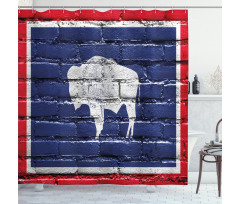 State Flag Paint on Bricks Shower Curtain