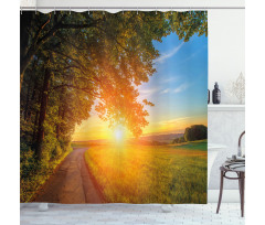 Tranquil Path at Sunset Shower Curtain