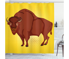 Comic Book Drawn Bison Shower Curtain