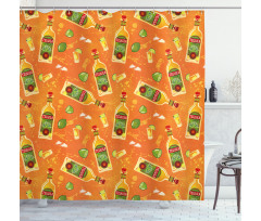 Shot Glasses Bottles Limes Shower Curtain