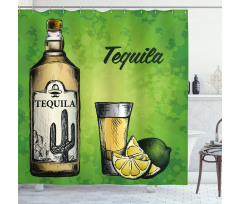 Bottle Shot Glass and Lime Shower Curtain