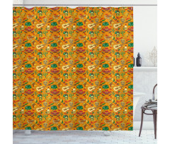 Cartoon Folklore Elements Shower Curtain