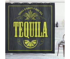 Vintage Alcohol Themed Text Shower Curtain