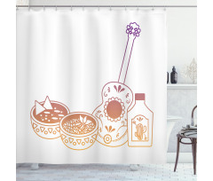 Mexican Soup Bottle Guitar Shower Curtain