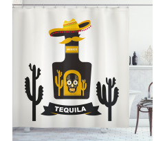 Sugar Skull on Bottle Hat Shower Curtain