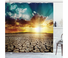 Sunset Cracked Earth Shower Curtain