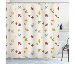 Minimal Colorful Planes Shower Curtain