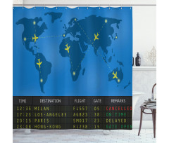 Departure Board World Map Shower Curtain