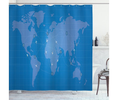 Flight Routes on World Map Shower Curtain