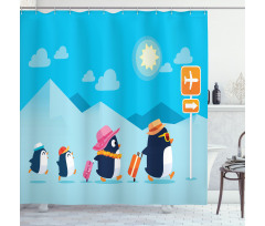 Funny Penguin Family Trip Shower Curtain