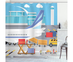 Loading Cargo Plane Cartoon Shower Curtain