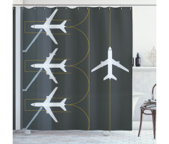 Landed Parked Airplanes Shower Curtain