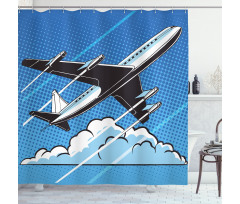 Pop Art Take Off Plane Dots Shower Curtain