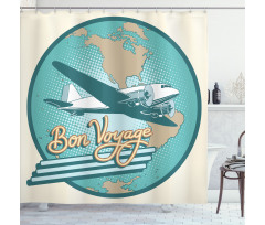 Bon Voyage and Retro Plane Shower Curtain