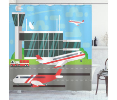 Departure Plane from Runway Shower Curtain