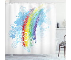 Grungy Colorful Flowers Shower Curtain