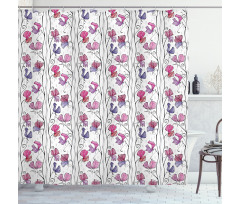 Flowers on Thin Branches Art Shower Curtain