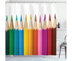 Colorful Pencils Macro Photo Shower Curtain