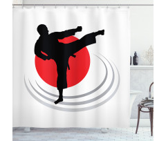 Man Karate Kick Silhouette Shower Curtain